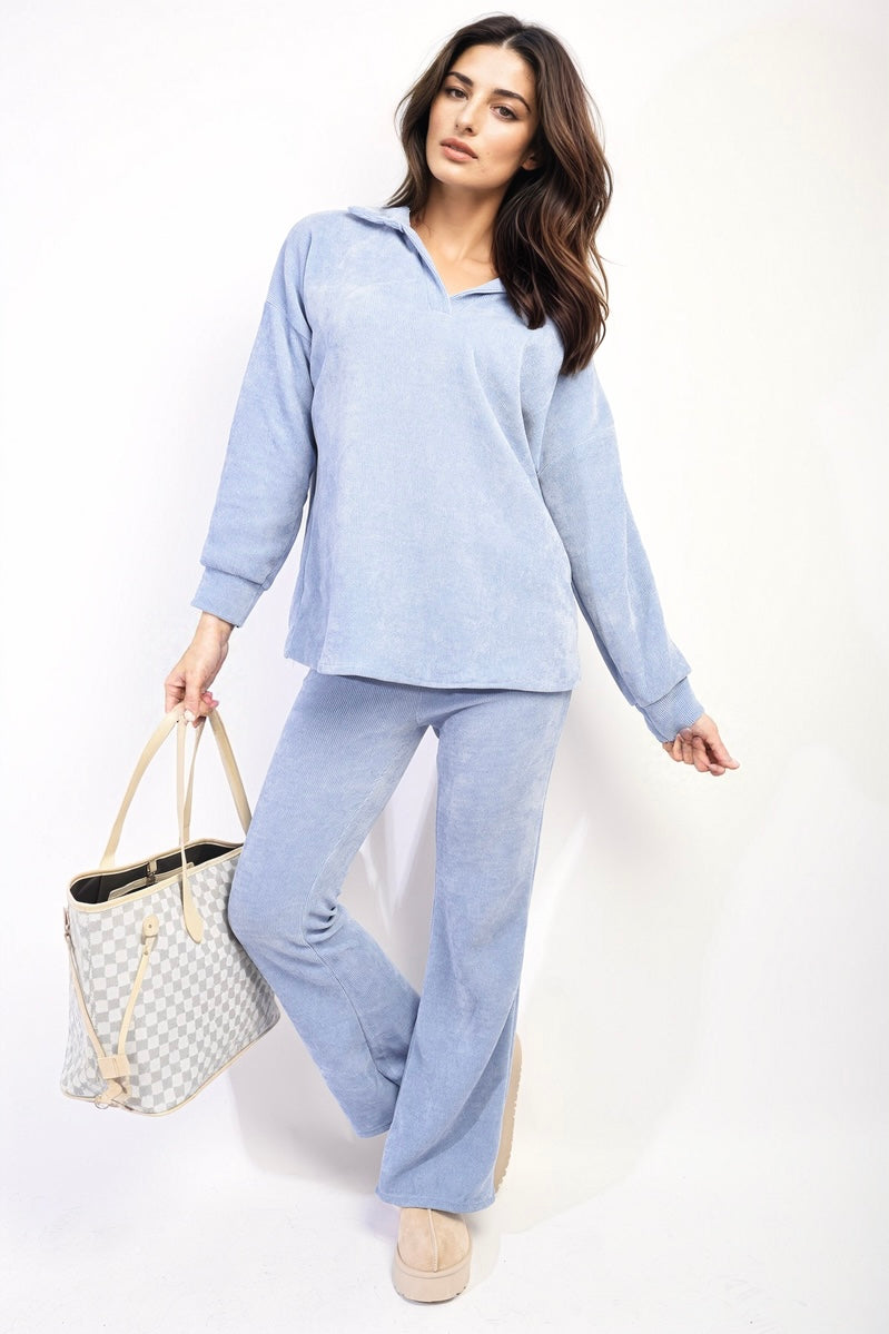 COLLARED LONG SLEEVE AND TROUSER CO-ORD SET