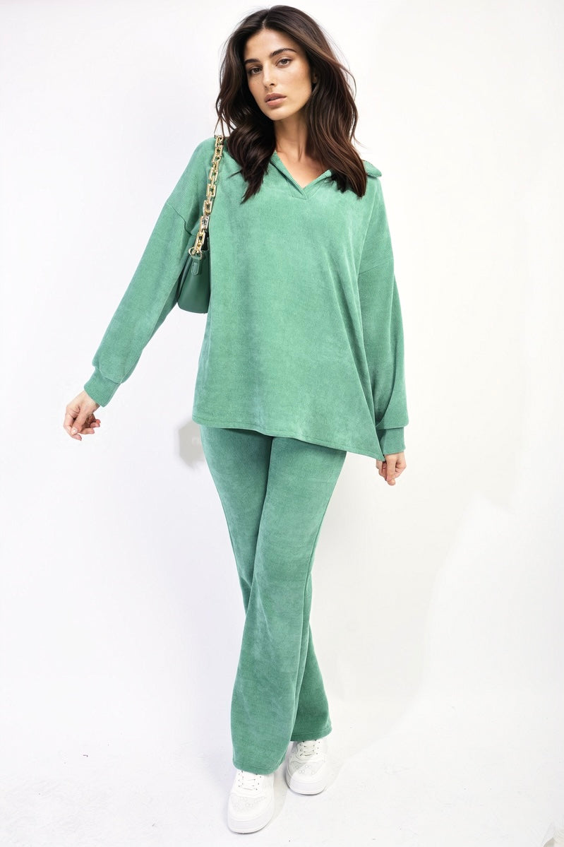 COLLARED LONG SLEEVE AND TROUSER CO-ORD SET