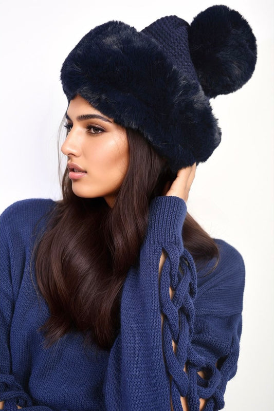 FUR KNITTED WINTER HAT