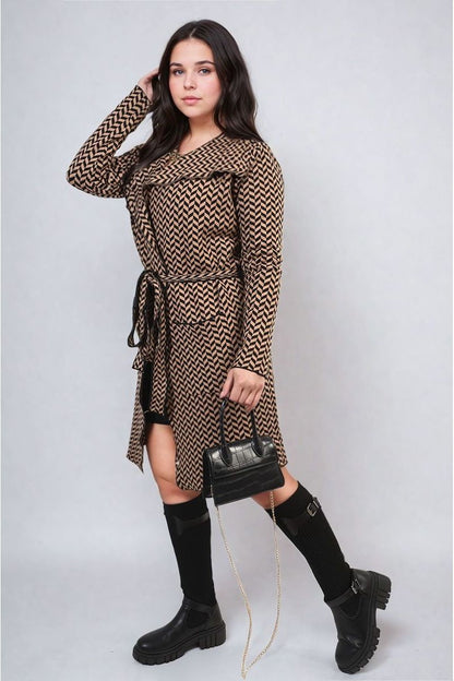 PRINT BELTED COAT